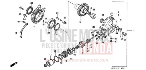 FINAL DRIVEN GEAR NTV650V de 1997